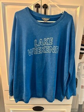 Natural Reflections “Lake Weekend” Blue Crewneck Pullover